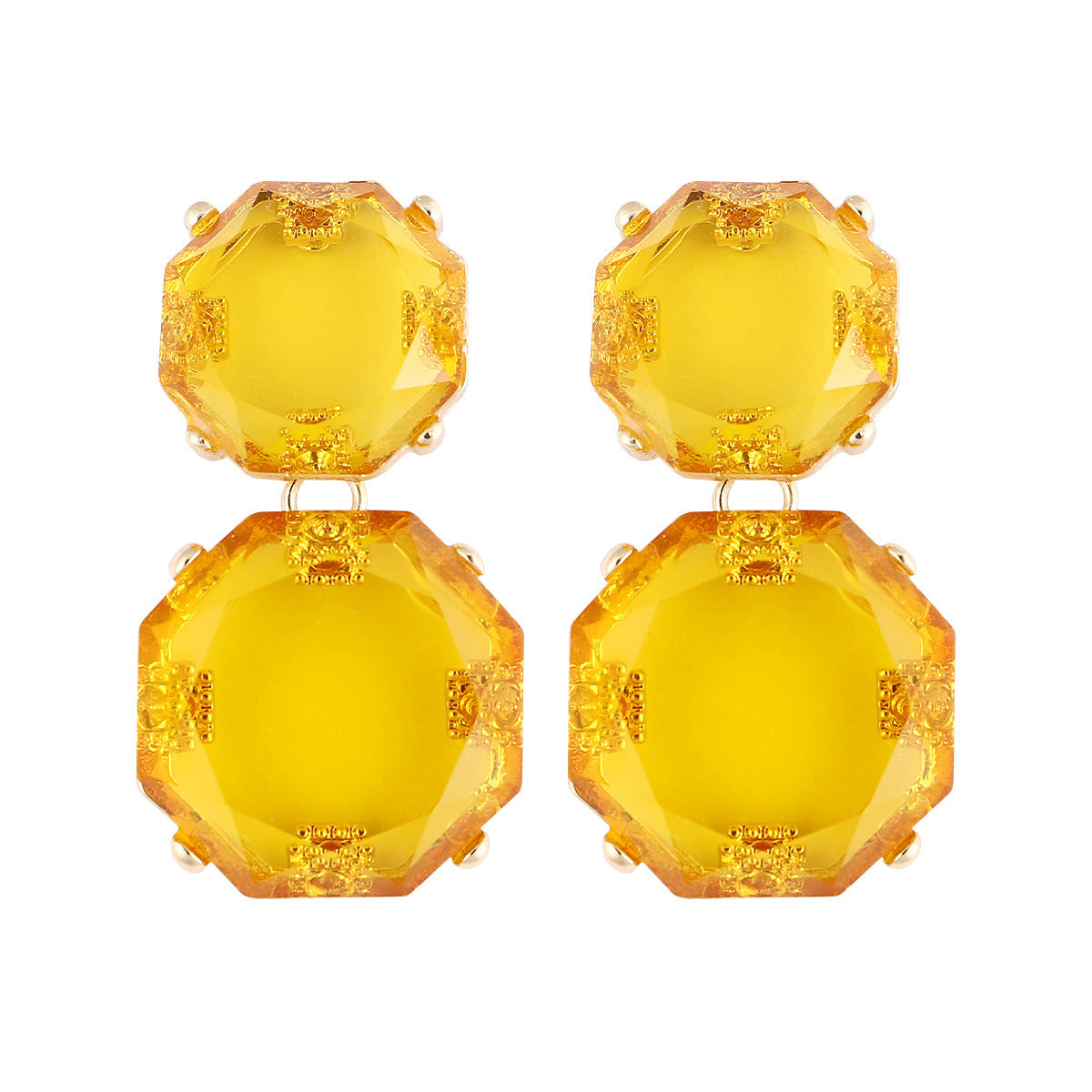 Boucles d'oreilles en résine transparente de style bohème d'été