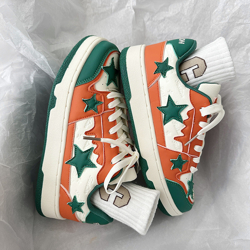 Chaussures de sport légères et tendance, Style hongkongais, couleur contrastée, rétro, étoile à cinq branches, été