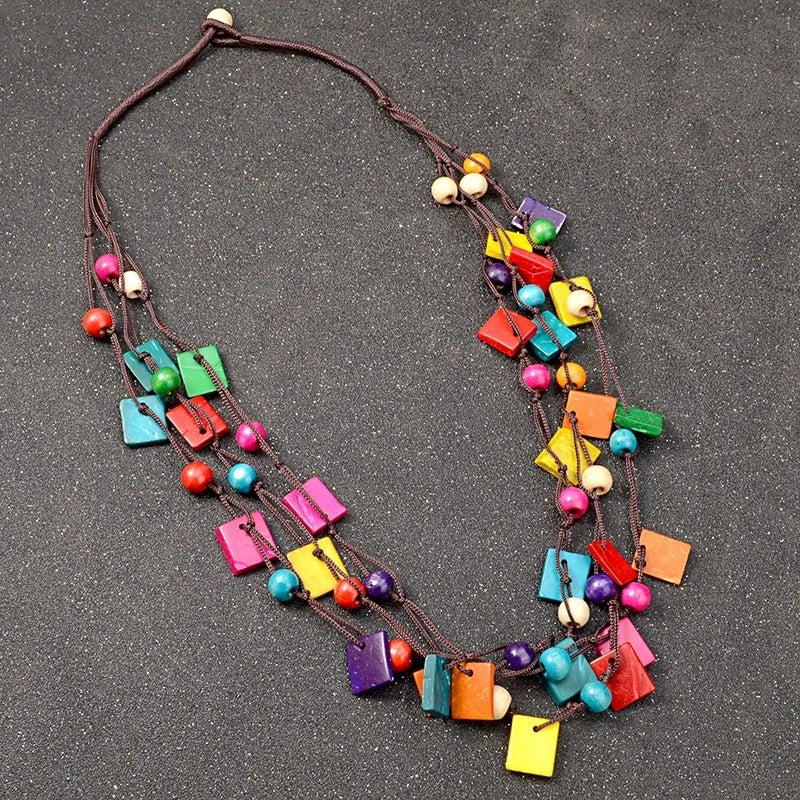 Bohemian Retro Exaggerated And Personalized Ethnic Style Color Necklace