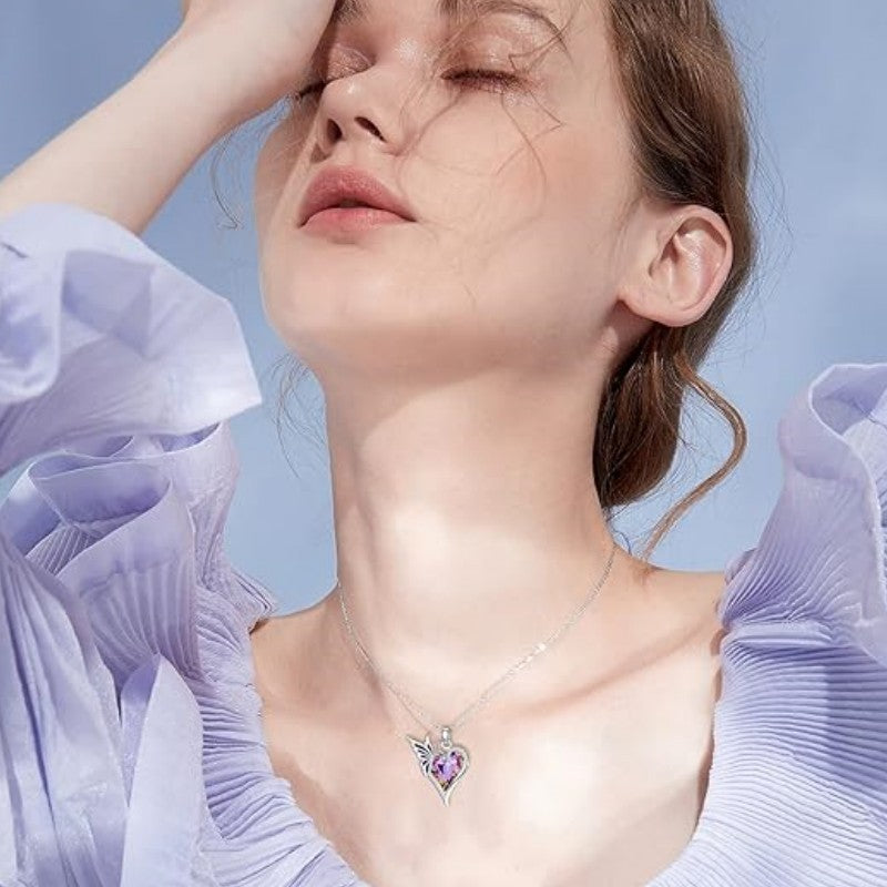 Collier avec pendentif en diamant et cristal pour femme, Design de haute qualité, papillon violet, amour