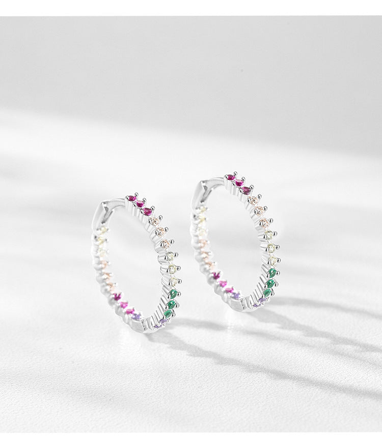 S925 Sterling Silver Color Zircon Earrings