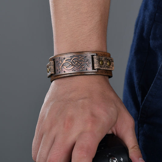 Alloy Cattle Leather Bracelet Popular Ornament Fashion Creative Retro Cowhide Snap Bracelet
