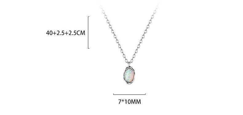 Collier en argent Sterling S925 avec pierre d'opale synthétique, Simple, assorti avec tout, pour femmes