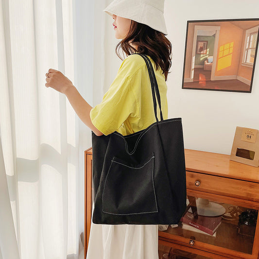 Sac en toile de grande capacité à bandoulière mode pour femmes