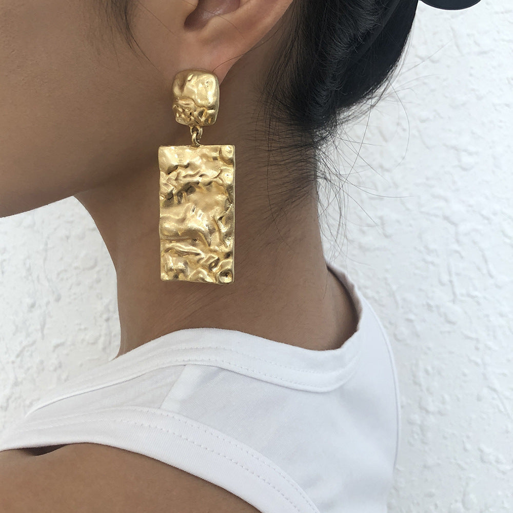 Alloy Pleated Elegant And Simple Earrings Geometric Earrings