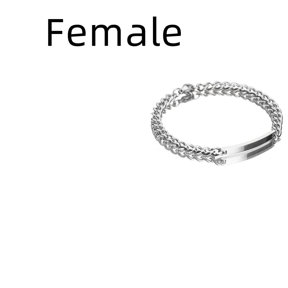 Engraved Titanium Steel Lovers' Day 18K High Quality Gold Plated Bracelet
