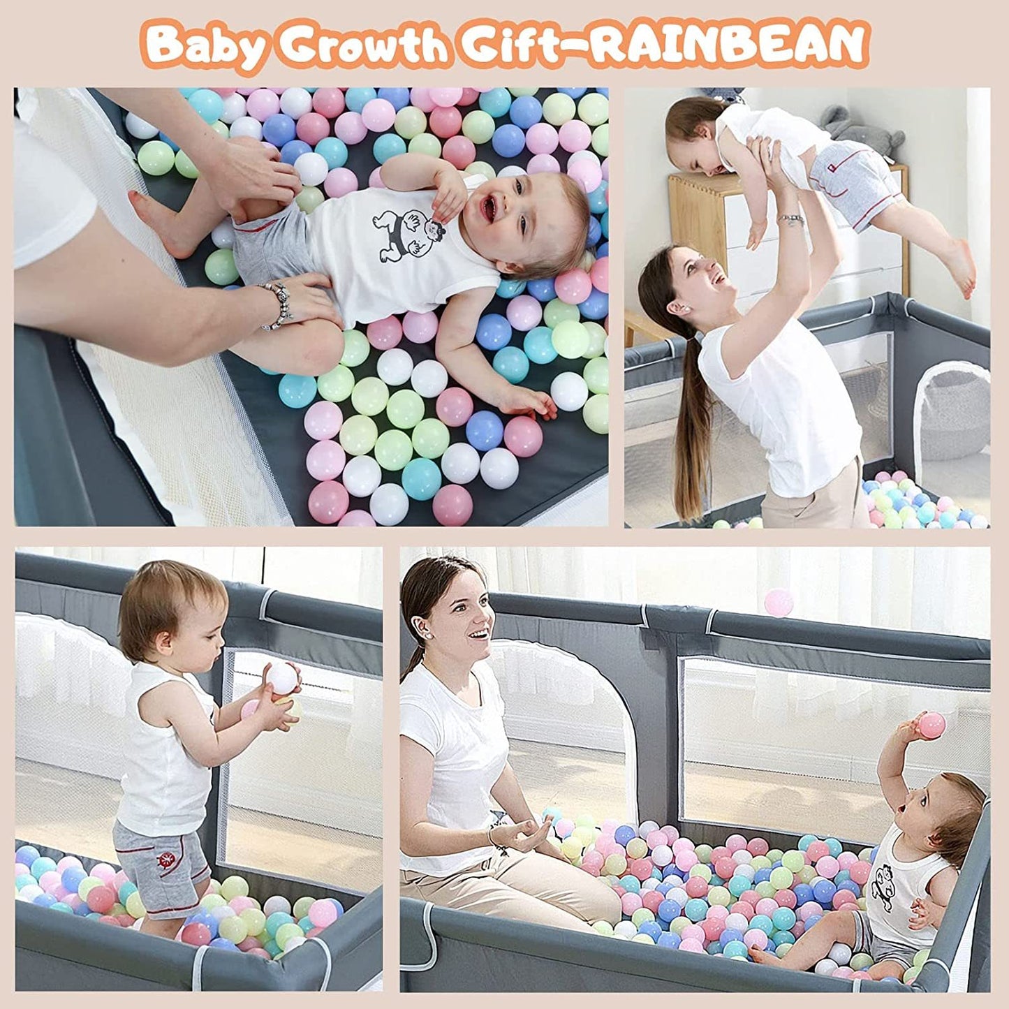 Parque Infantil Grande para Bebés 79x71, Parque Infantil Extra Grande para Bebés Y Niños Pequeños, Patio De Juegos con Puerta, Valla para Bebés con Malla Transpirable, Centro De Actividades De Seguridad Interior Y Exterior Gris