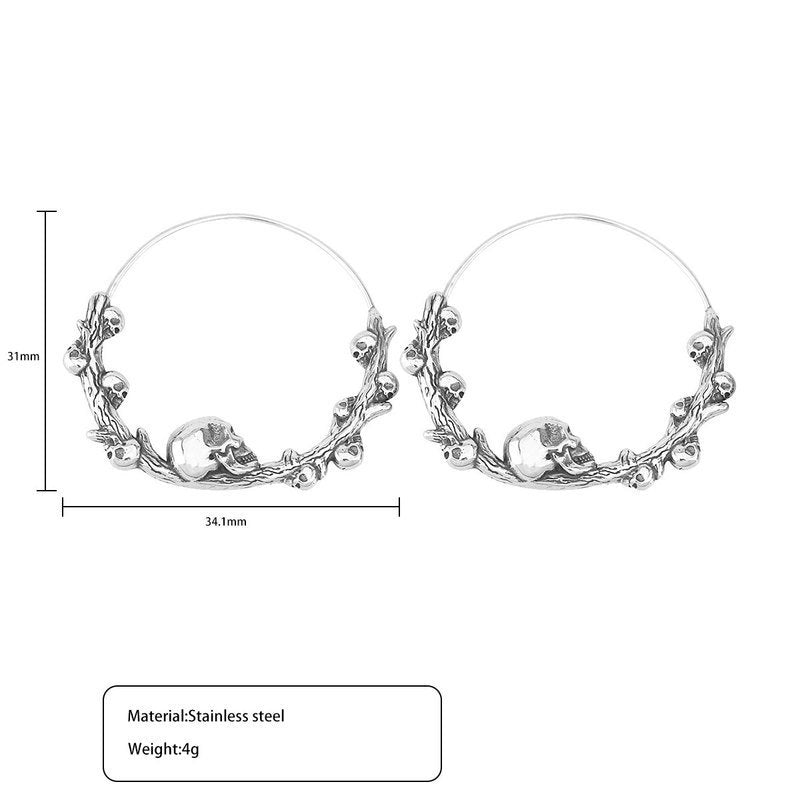 Retro Exaggerated Skull Hip Hop Distressed Gothic Earrings