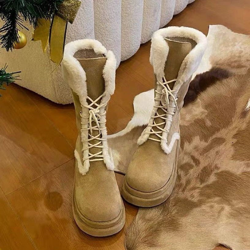 Bottes de neige décontractées simples et chaudes à plateforme pour femmes