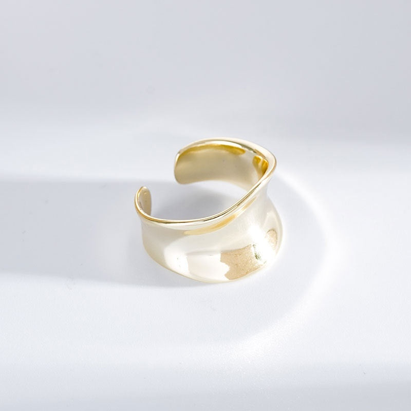 S925 Sterling Silver Ring Irregular Concave Female Ring