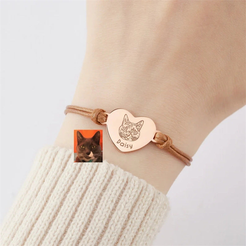 Bracelet commémoratif pour chiens et chats, corde tressée, taille réglable, personnalisé, DIY