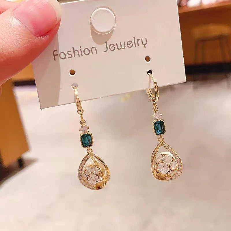 Boucles d'oreilles goutte d'eau en diamant, boule de strass Double face française, boucles d'oreilles stéréo, Clip d'oreille
