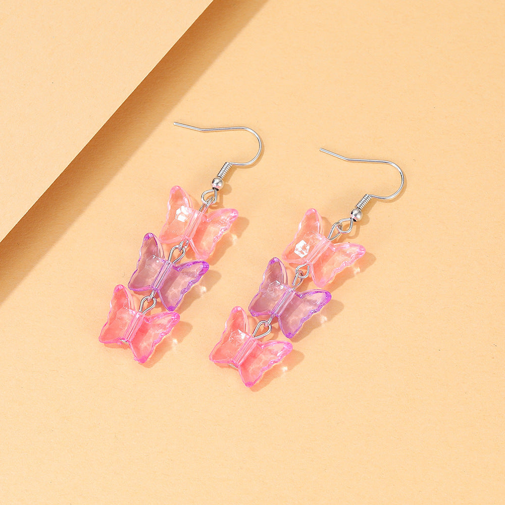 Personalized Retro Colorized Butterfly Pin Earrings