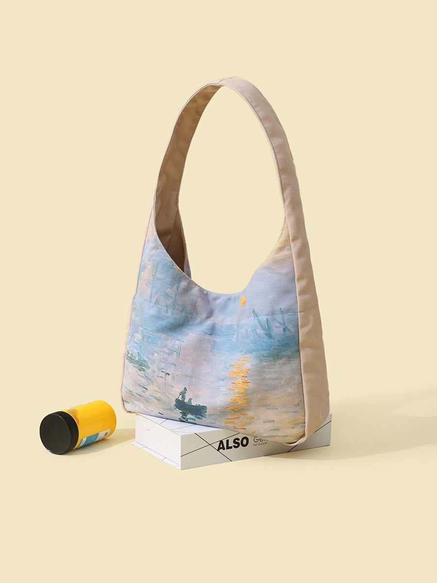 Peinture à l'huile Sunrise Impression Sac à bandoulière Sac en toile de grande capacité