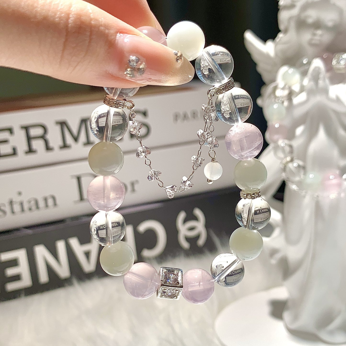 Bracelet en cristal naturel, ornement de Bracelet à pompon DIY