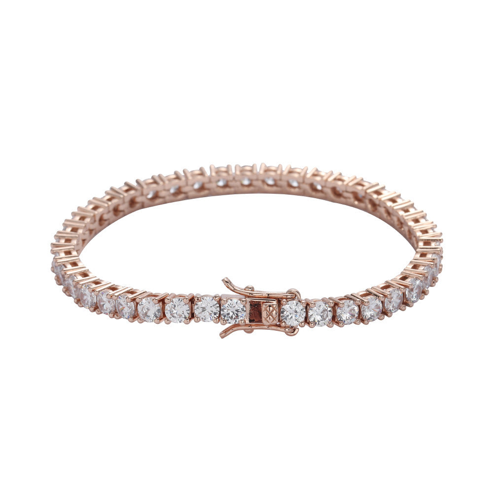Chaîne de Tennis 3mm 4mm 5mm, cuivre Micro incrusté de Zircon, Bracelet à une rangée, Bracelet Hip Hop