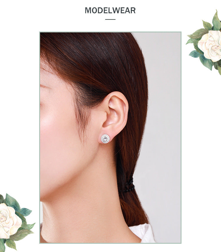 Boucles d'oreilles rondes élégantes en argent sterling S925 pour femmes