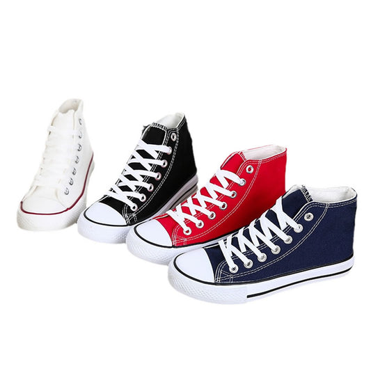 Chaussures montantes nouées en toile de couleur pure pour femmes