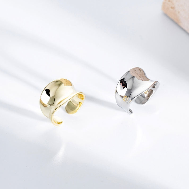 S925 Sterling Silver Ring Irregular Concave Female Ring