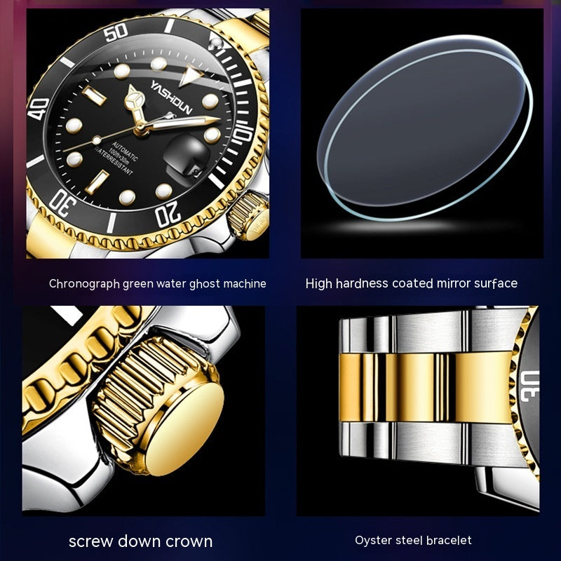 Reloj mecánico con correa de acero.