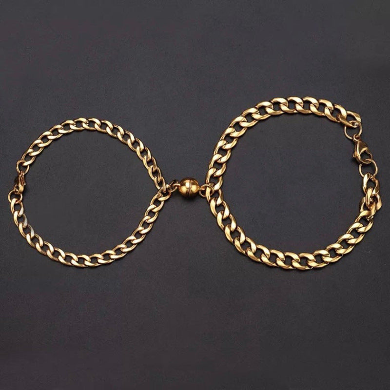 Bracelet de couple magnétique pour chaîne à maillons cubains