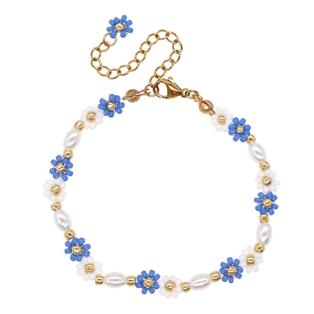 Bohemian Christmas Flower Gold Buckle Stretch Shell Women's Bracelet