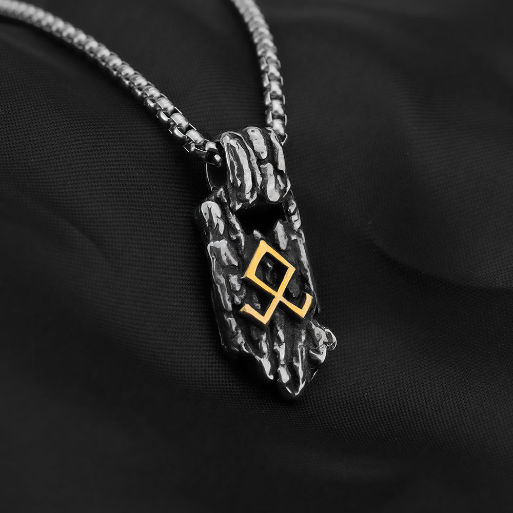 Pendentif rétro nordique en acier inoxydable pour hommes, collier personnalisé avec Rune Viking