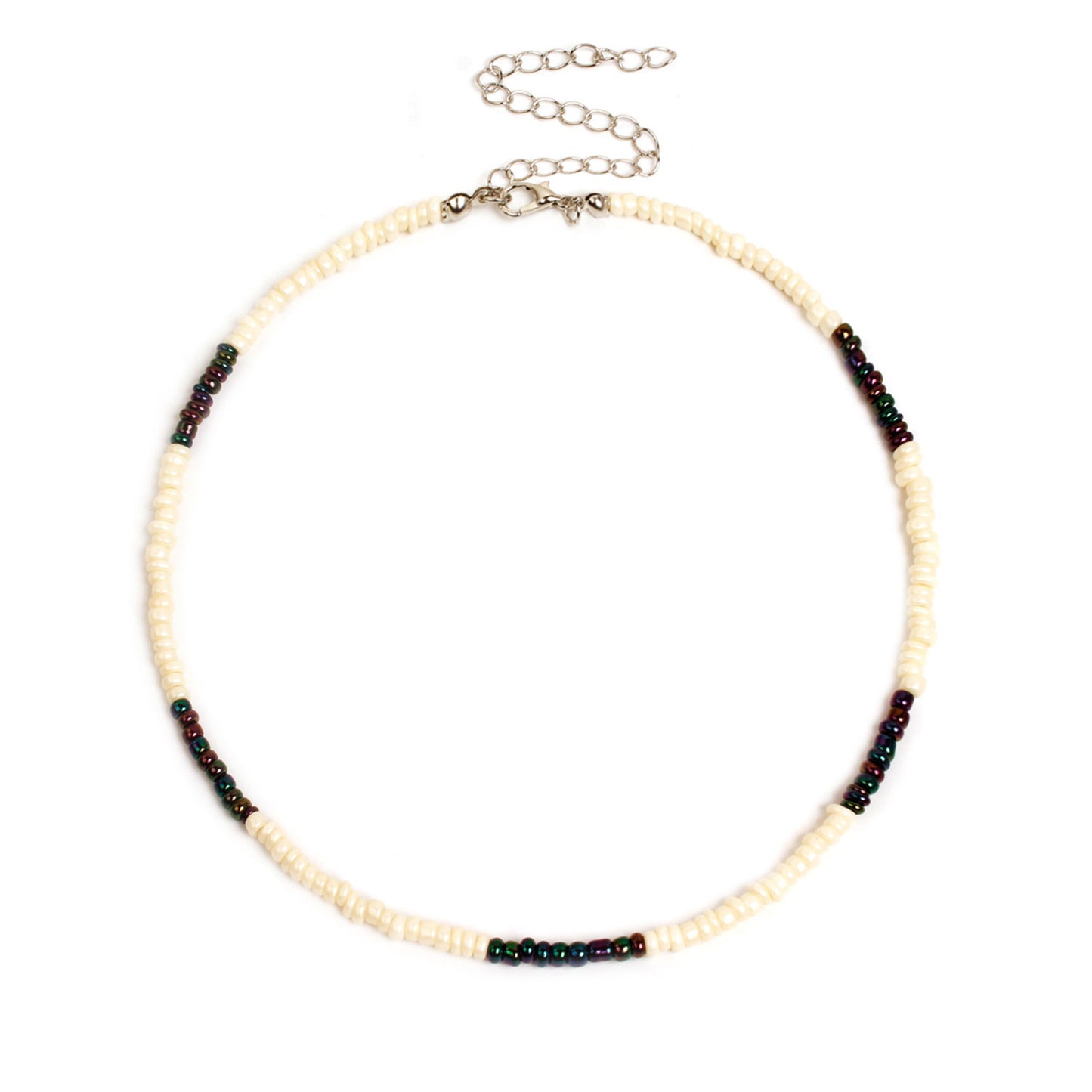 Collier pour femme en perles de verre blanc naturel, doux et simple