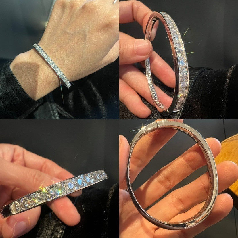 Pulsera de diamantes Mosan con diamantes grandes de 18 y 40 puntos chapados en oro de plata pura
