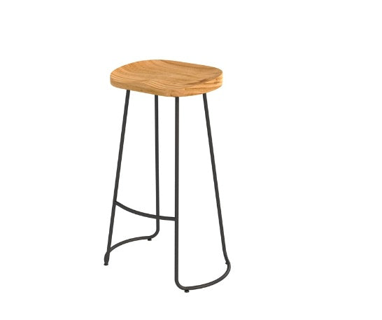 Taburete de bar de hierro forjado, taburete de bar, taburete alto de madera maciza, silla de bar