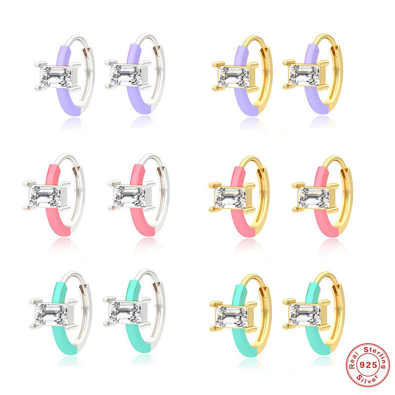 Boucles d'oreilles en argent sterling S925 avec clip d'oreille en strass