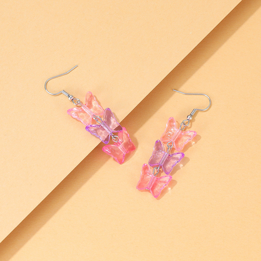 Personalized Retro Colorized Butterfly Pin Earrings