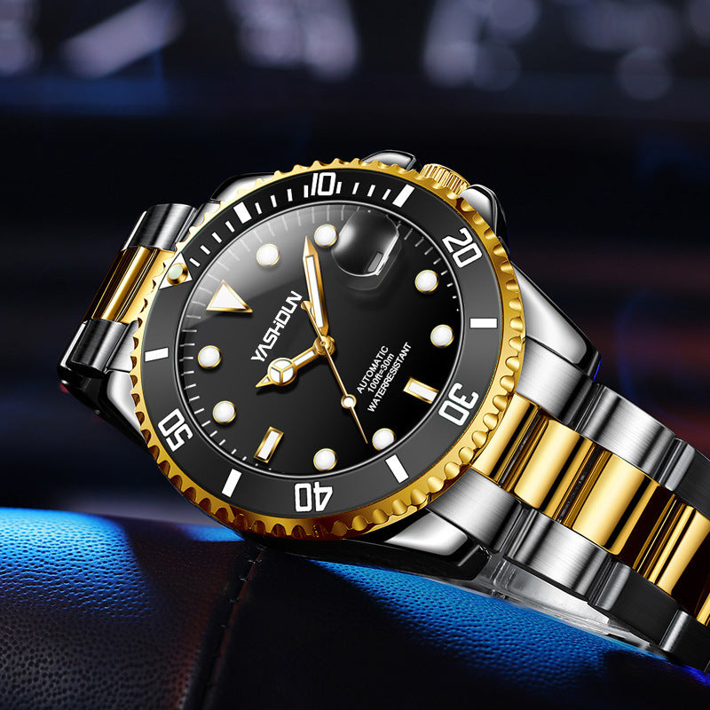 Reloj mecánico con correa de acero.