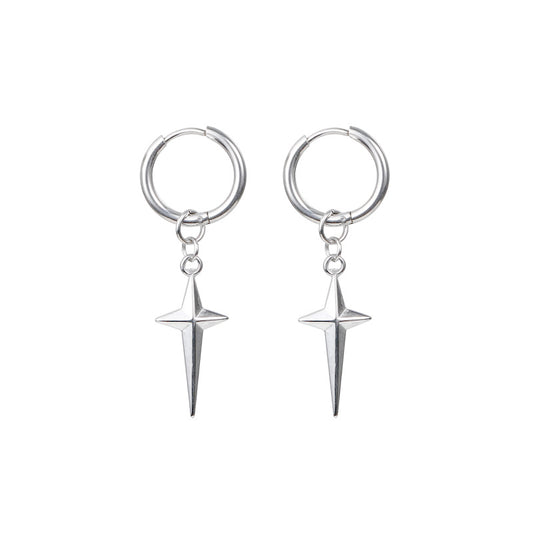 Cool Style Special-interest Design Personality Four Eight-pointed Stars Ring Earrings