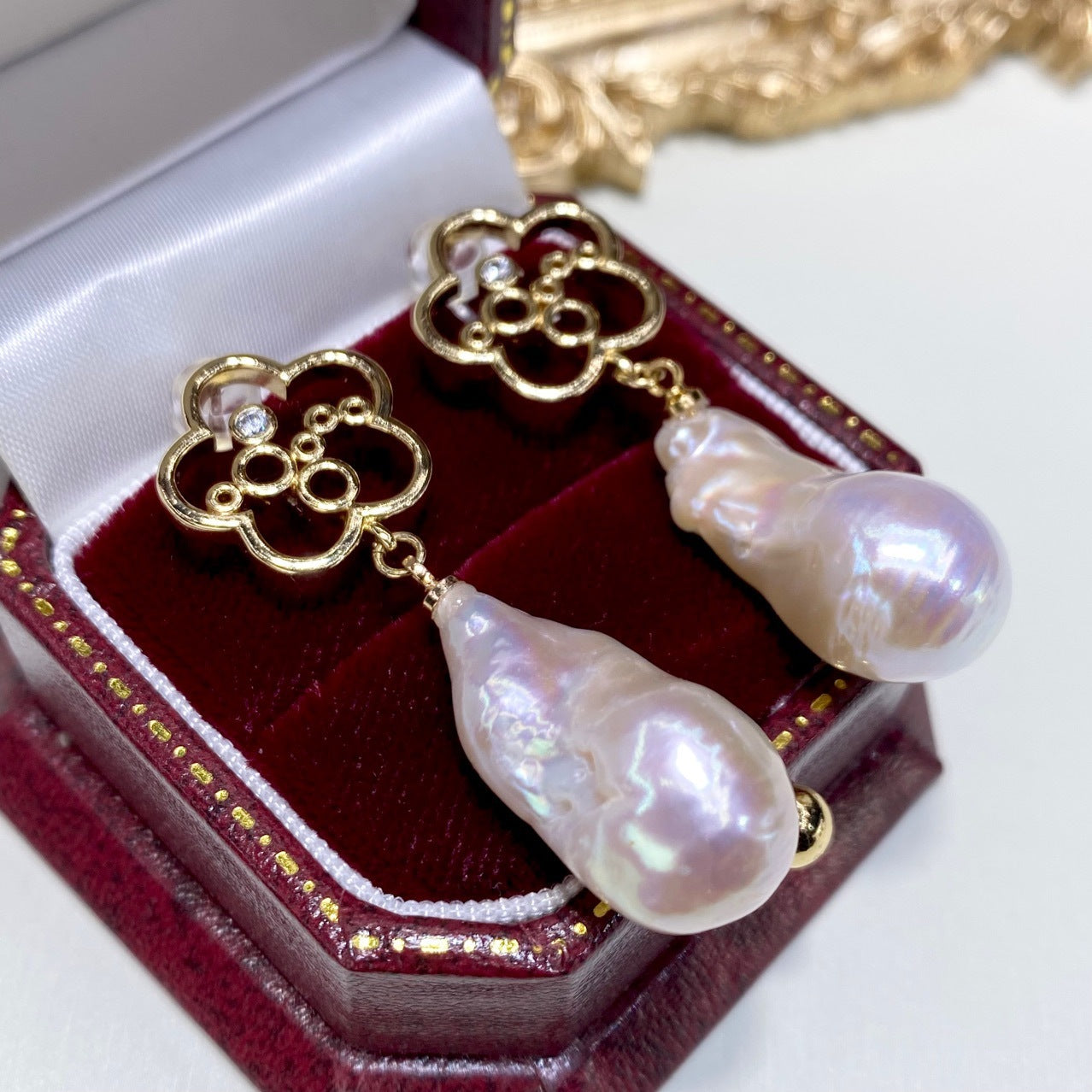 New Natural Baroque Shaped Pearl Earrings