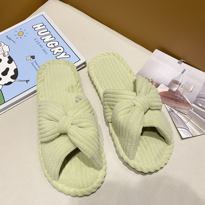 Pantoufles confortables en coton et lin à fond mou d'intérieur, jolie maison