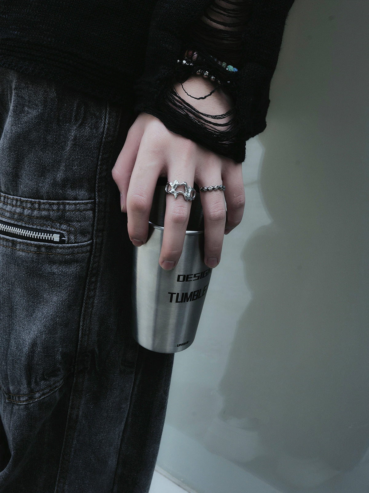 Liquid Wormhole Cold Wind Simple Bracelet Ring