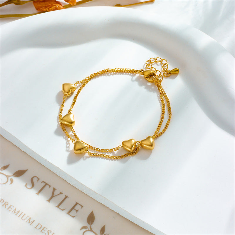 Design A Double Layer Chain Love Minimalist Titanium Steel Bracelet