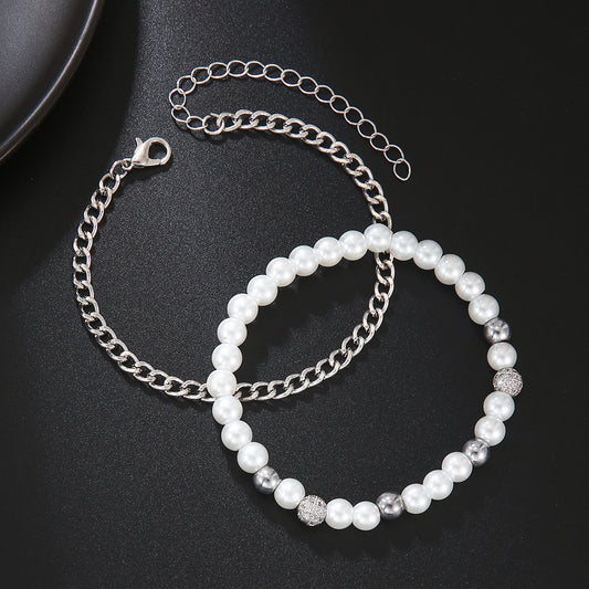 Costume de bracelet de perles de zircon pour hommes