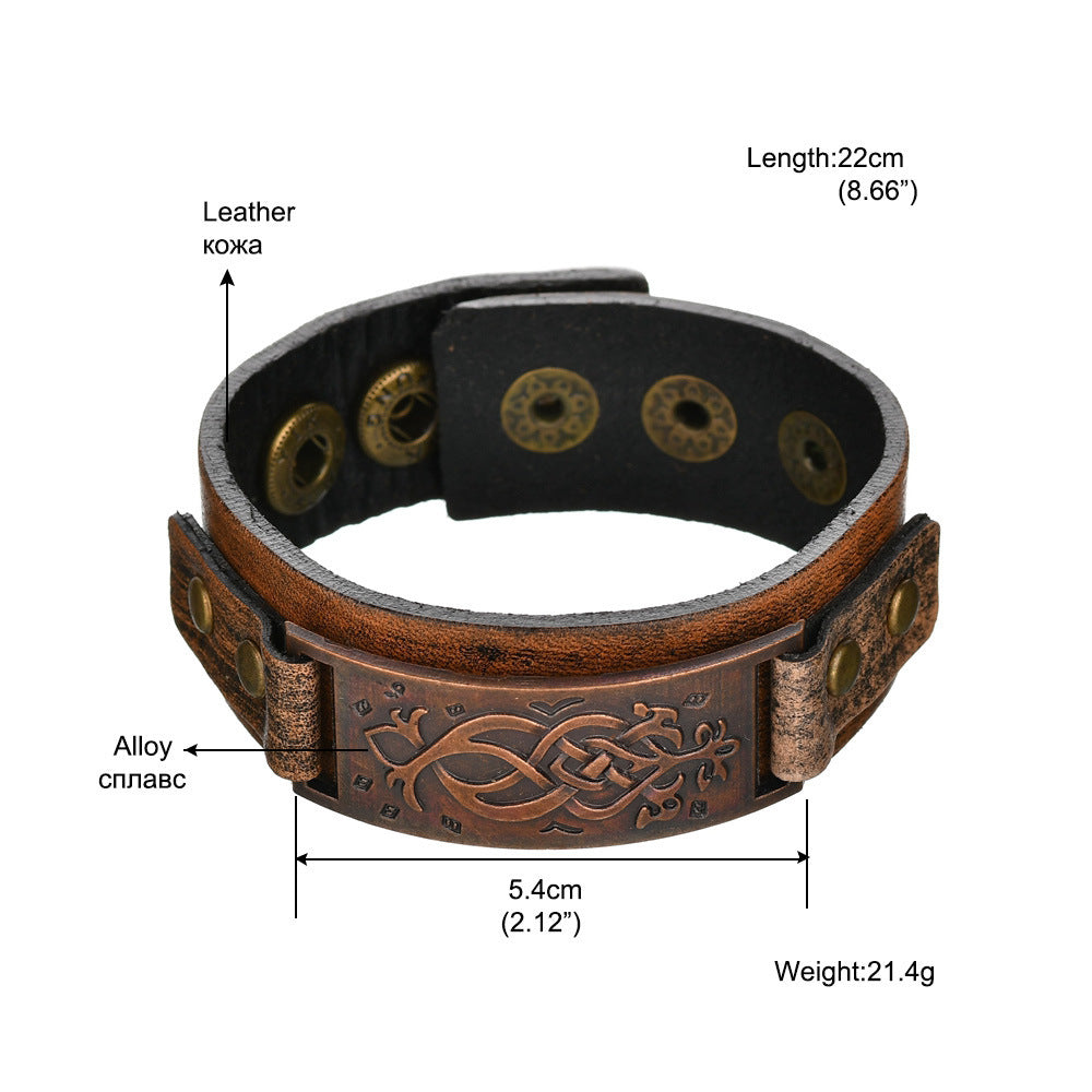 Alloy Cattle Leather Bracelet Popular Ornament Fashion Creative Retro Cowhide Snap Bracelet