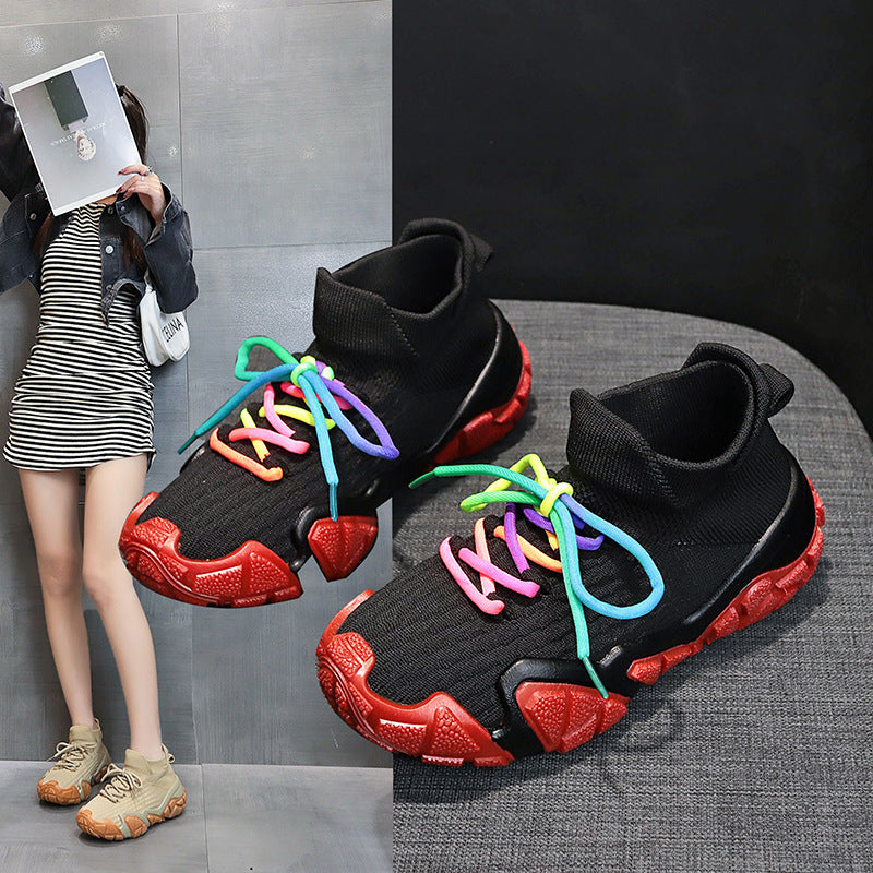 Chaussures monocouches de sport décontractées Flyknit de couleur unie