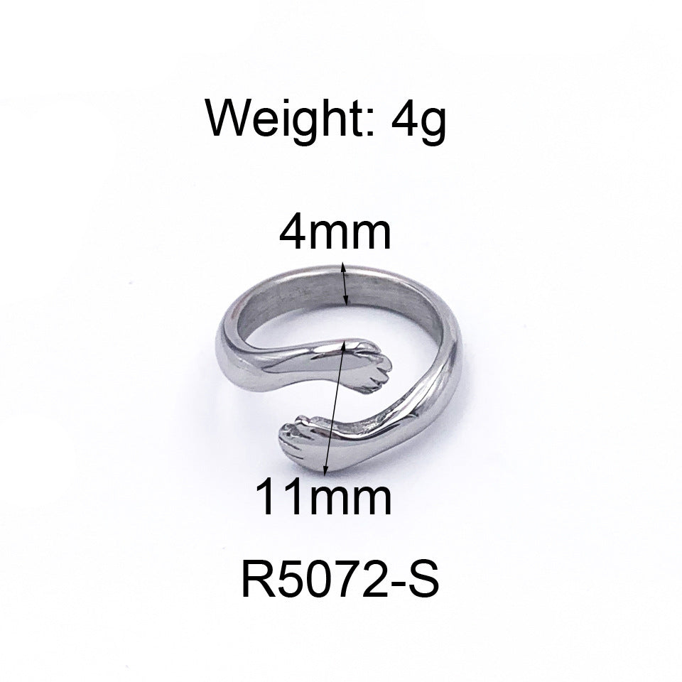 Minimal Art Stainless Steel Geometric Ellipse Splicing Index Finger Titanium Steel 18K Gold-plated Ring