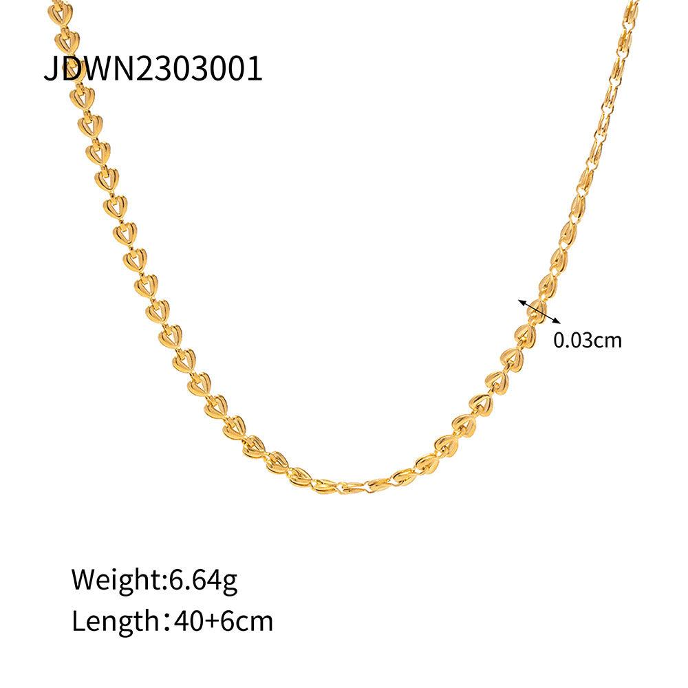 Ins Style – collier et bracelet tissés en acier inoxydable plaqué or 18 carats, creux, amour