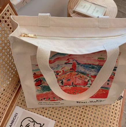 Male And Female Students Canvas Shoulder Tote Bag