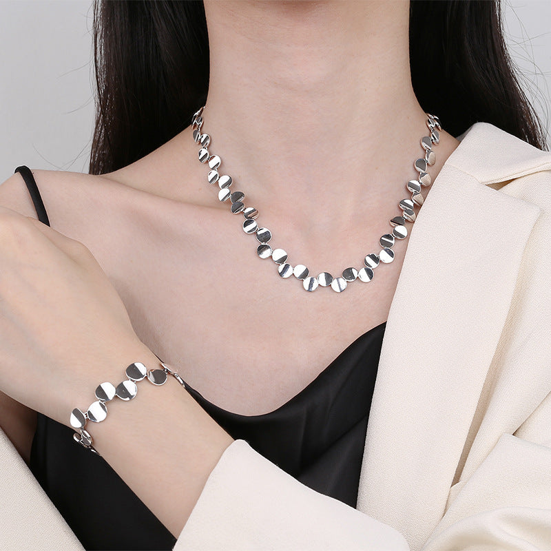 S925 Sterling Silver Vintage Distressed Creative Necklace Bracelet