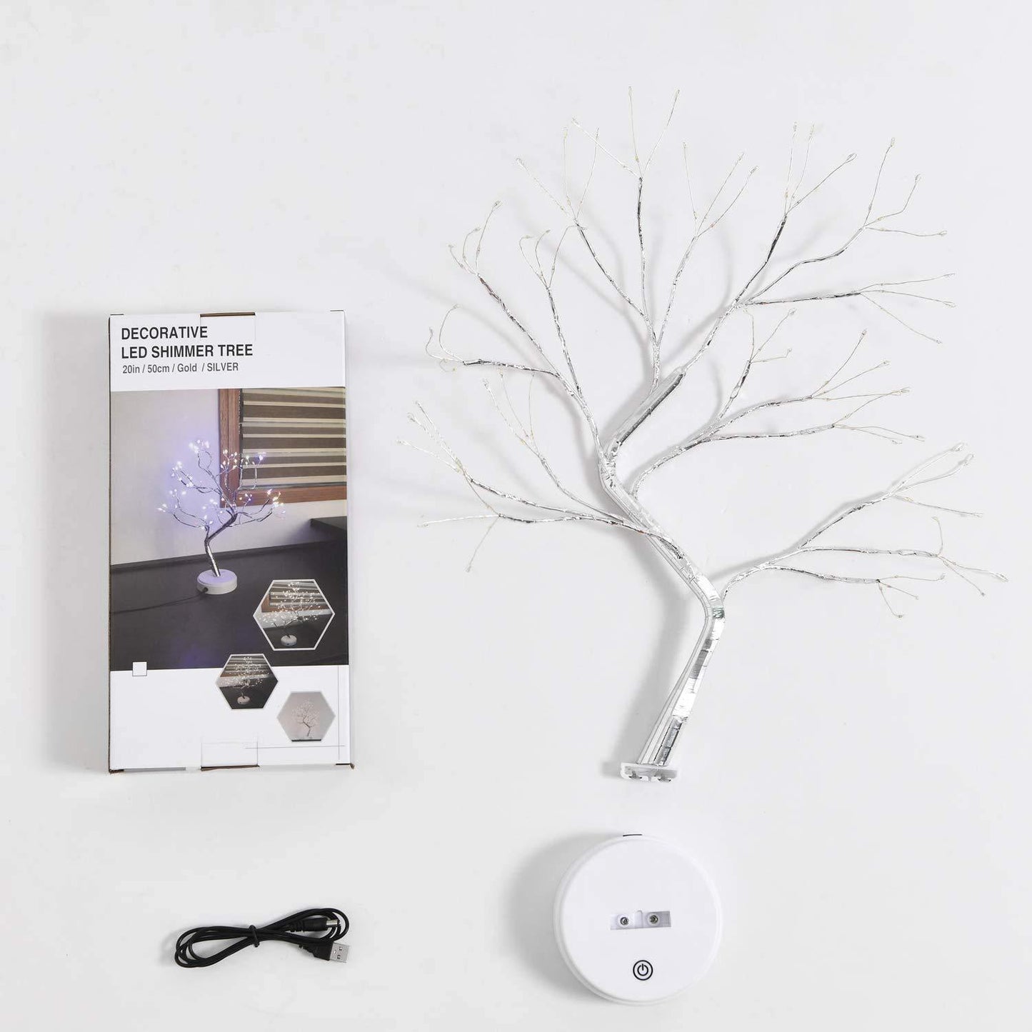 Lampe LED en fil de cuivre en forme d'arbre pour chambre à coucher