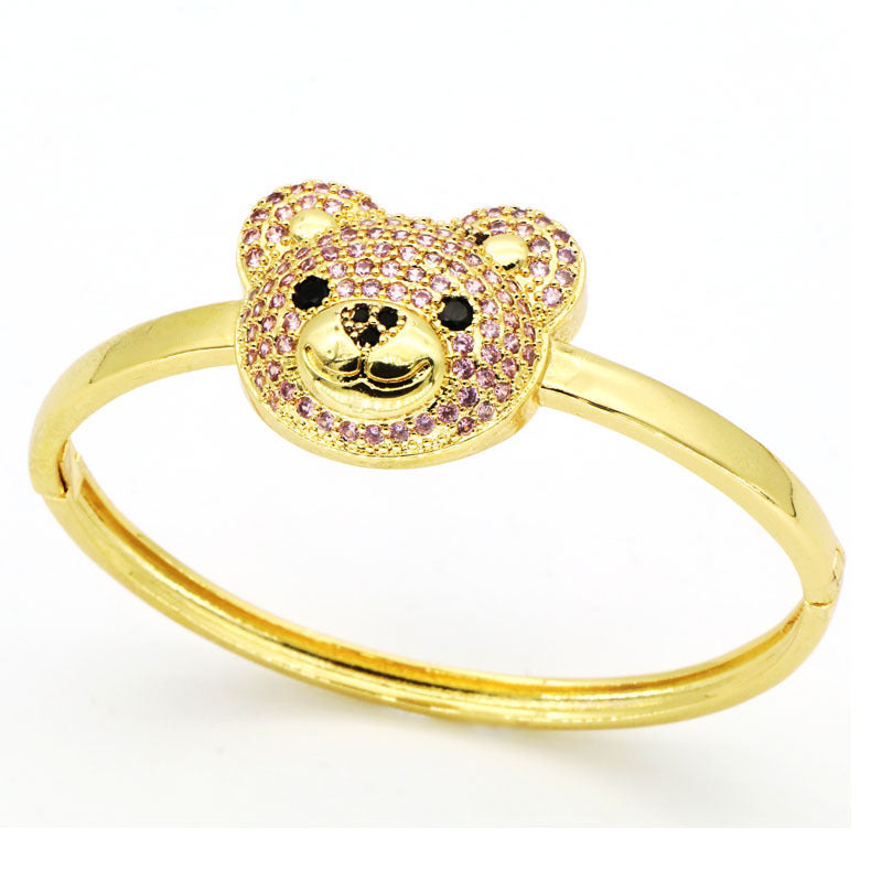 Temperament Inlaid Zircon Cute Bear Special-interest Design Animal Bracelet