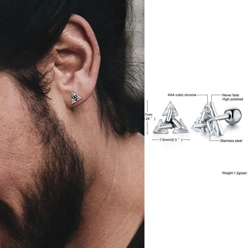 Men's Fashion Personalized Triangle Earrings
