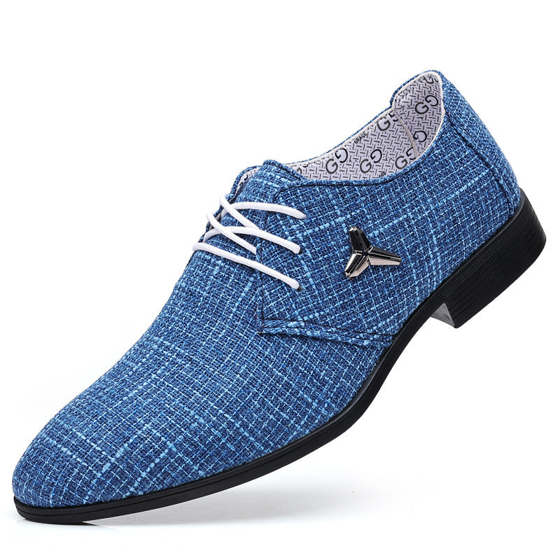 Chaussures en toile de lin pointues respirantes en tissu grande taille pour hommes