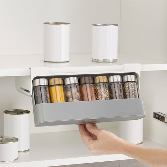 Support de rangement de bouteilles d'assaisonnement, boîte d'assaisonnement de cuisine, pot à épices suspendu, support de rangement domestique sans poinçon